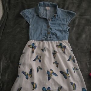 Blue and White Butterfly Kids Dress